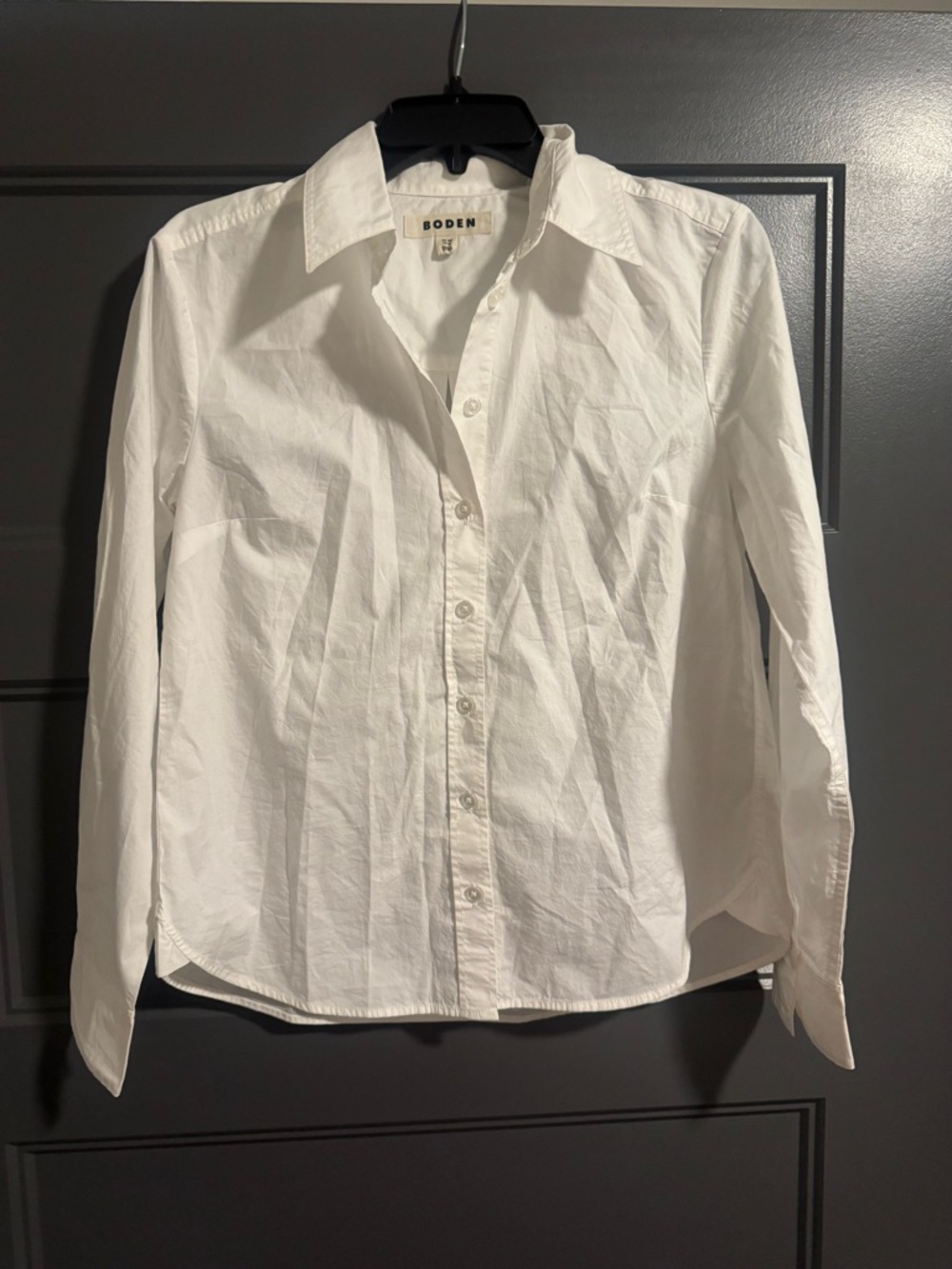 Boden White Button-Down Shirt with Branded Neck Label
